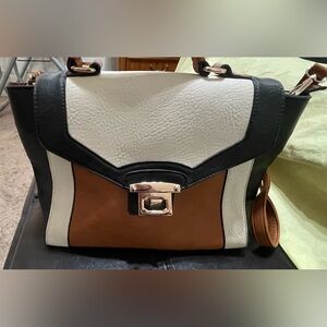 Stylish Black, White, and Brown Handbag